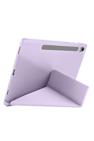 Samsung Galaxy Tab S10 Fe İle Uyumlu Kılıf Tri Folding Kalem Bölmeli Katlanabilir Standlı Pu Deri Yumuşak Kapak Kapaklı Kapaklı Kılıf