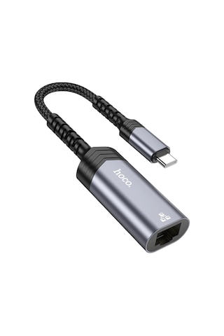 Hoco. Ua26 Tak Çalıştır Type-c To Rj45 100 Mbps Ethernet Dönüştürücü - Gri