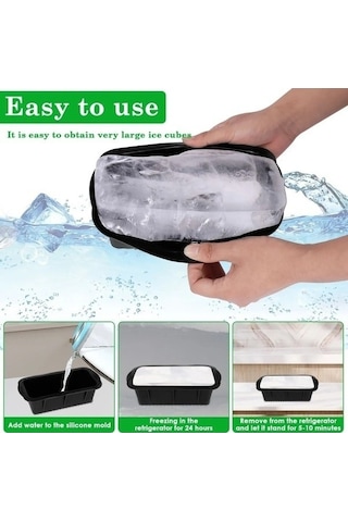 Didadodo Siyah Silikon Buz Kalıbı - Xl Bloklu 3 Kp. Siyah Siyah