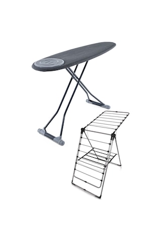 Perilla Premium Ütü Masası İronika Kalın Borulu Kurutmalık Set Antrasit Antrasit