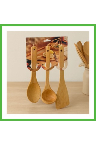 Vaveni Bambu Ahşap Mutfak Servis Seti 3 Parça 27/27/32 Cm Arz