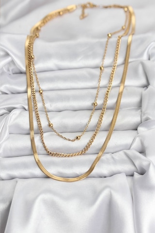 316l Çelik Gold Renk 3'lü Kadın Kolye Eb-bko10630 Çok Renkli