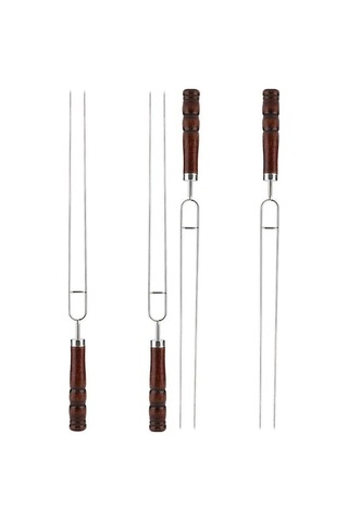 Bloomnest Paslanmaz Şişler & Çatallar - 4'lü, Renkli, Barbekü Seti, Çok Renkli Çok Renkli