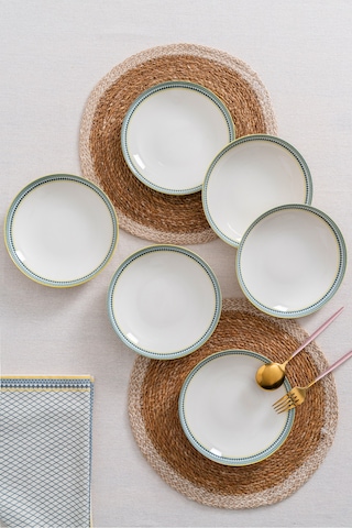 6'lı Dubai Çukur Yemek Tabağı Seti 20cm - Sade Ve Modern Tasarım Porselen Tabaklar Ekru 6'lı Dubai Çukur Yemek Tabağı Seti 20cm - Sade Ve Modern Tasarım Porselen Tabaklar Ekru