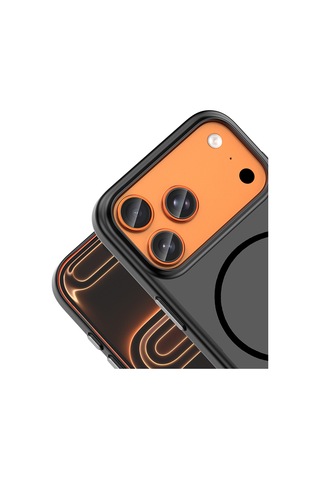 Apple iPhone Uyumlu 17 Pro Max Kılıf M-safe Şarj Özellikli Zore Lora Pc Kapak - Siyah