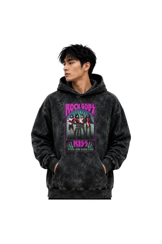 Sevbano Rock Gods Kiss Rock Metal Müzik Grubu Baskılı Unisex Oversize Yık Siyah