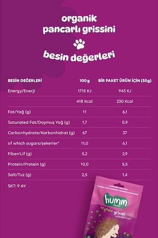 Humm Organic Organik Vegan Pancarlı Grissini 55 Gr Hmo-0003 HMO-0003