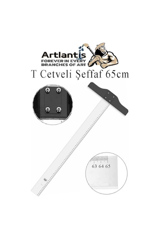 T Cetveli Şeffaf 65 Cm 1 Adet Plastik Mika T Cetveli Çizim Cetveli Mimarlık Mühendislik Öğrenci Tasarım Cetveli Şeffaf