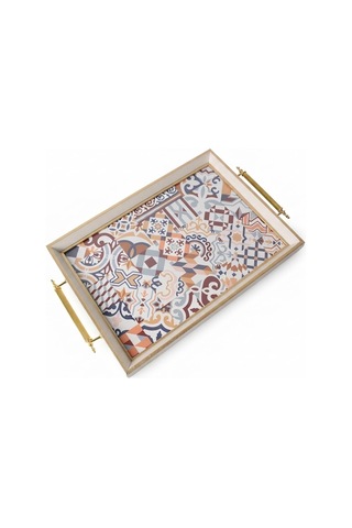 1024 Krem Tepsi 50x31x4 Cm Çok Renkli