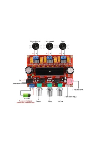 Tpa3116D2 2*50W + Subwoofer Çift Kanal Dijital Amplifikatör 12-24