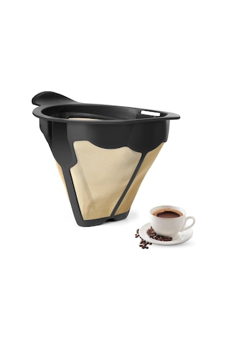 Kangvka Tekrarlı Kullanım Kahve Filtresi - Ekonomik, Lavaboda/tencerede Temizlenir, Kahve Makinesi Aksesuarı Siyah, 69g Siyah