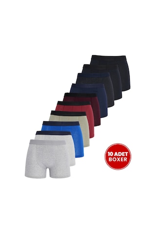 Tudors Erkek 10'lu Likralı Pamuklu Esnek Kumaş Premium Seri Boxer-50255 Çok Renkli