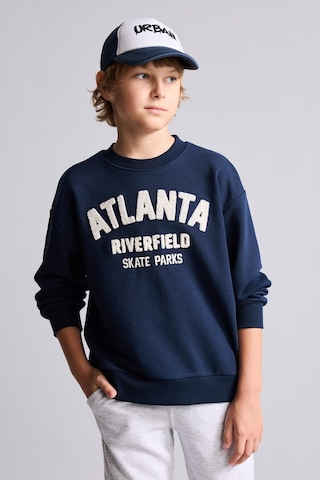Defacto Oversize Bisiklet Yaka Nakışlı Sweatshirt Erkek Çocuk H9695a826wnnv146 Lacivert-nv146