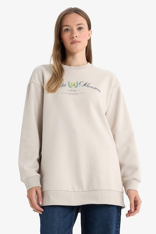 Defacto Regular Fıt Bisiklet Yaka Baskılı İçi Yumuşak Tüylü Sweatshirt Tunik F3088ax25wnbg186 Bej-bg186