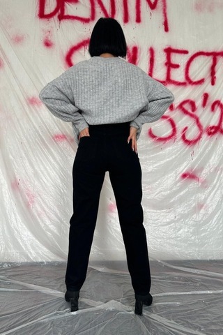 Munn Collection Siyah Boru Paça Jeans Pantolon Siyah