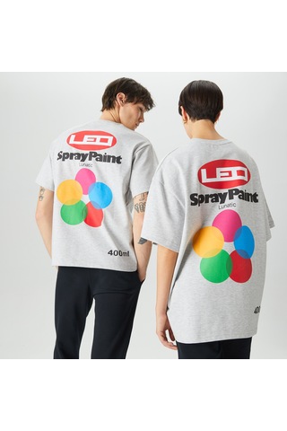 Leo Spray Paint Unisex Gri T-shirt
