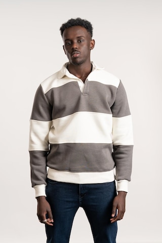 Fbı Polo Yaka Kalın Çizgili 3 İplik İçi Şardonlu Slimfit Sweatshirt Antrasit