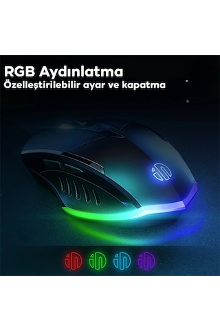 İnphic W1 Sessiz Tıklama Özellikli Ergonomik Kablolu Oyun Mouse Fare 1200/7200dpı- 5775
