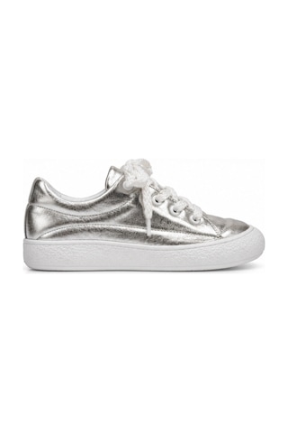 N Napa Shoe Np.7809.gümüş Deri Sneaker Napa Shoe Kadın Hakiki Deri Metalik Gümüş Sneaker Günlük Comfort Ayakkabı