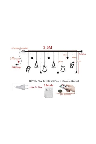 Novahub Kumandalı Renkli Yeni Yıl & Noel Dekorasyon Led Işık Seti 1 Adet Polisilikon 2v