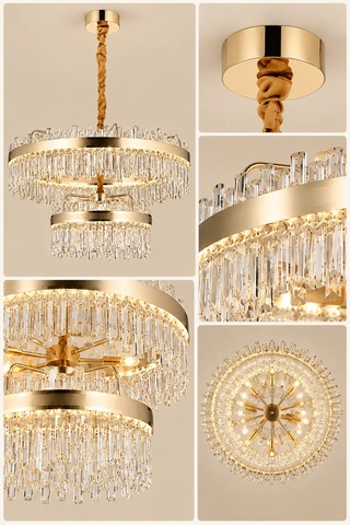 Modern Premıum Gold Ledli Avize 3 Renk Ayarlı Lüks Salon Yemek Odası Avizesi 256w