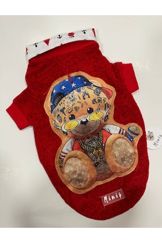 Miniş Pet Butik Kırmızı Gömlek Yaka Detaylı Kedi Köpek Triko Kazak