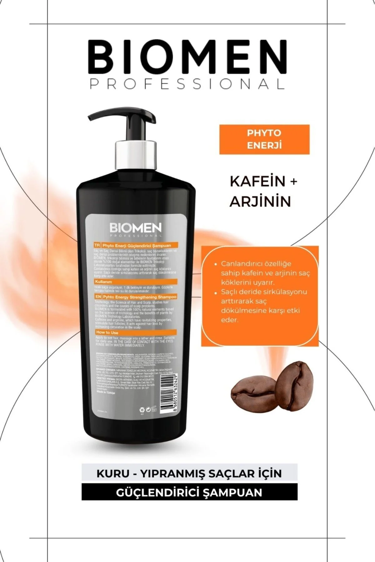 Professional Kafein&arjinin Kuru Ve Yıpranmış Saçlar Için Şampuan 1000 Ml Tüm Saçlar