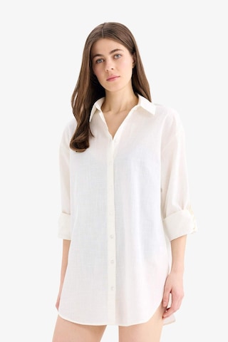 DeFacto Regular Fit Pamuklu Plaj Gömleği-Fall in Love W8241AZ25SMWT16 Beyaz