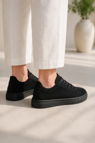 Mevese Austin Bağcıklı Cilt Erkek Günlük Sneaker Ayakkabı - Siyah Süet