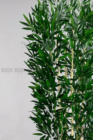 Biçiçek Yapay Bambu Ağacı 170cm Siyah Silver Metal Saksıda