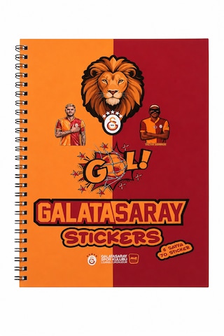 Galatasaray Lisanslı Icardi Ve Osimhen Baskılı Sticker Kitabı - 6 Sayfa 70 Parça Çıkartma Albümü Sarı - Kırmızı