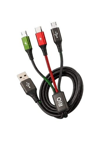 Flayse 3a Destekli Metal 3-in-1 Şarj Kablosu Type-c Micro Usb Lightning 1,25 Metre