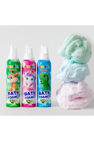Biorel Kids Foam Oyun Köpüğü Yeşil 150 ML + Mavi 150 ML + Pembe 150 ML