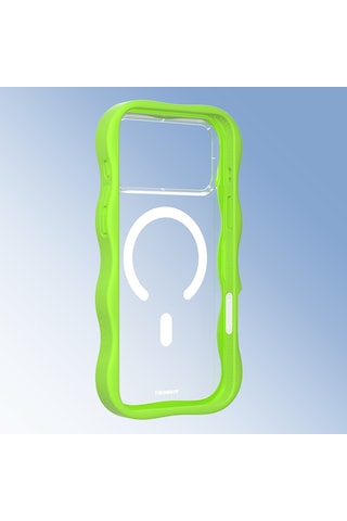 Apple Uyumlu iPhone 17 Pro Max  Kılıf M-safe Şarj Özellikli Youngkit Wave Clear Serisi Kapak Yeşil Yeşil