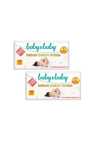 Baby & Baby Süper Fırsat Paketi Kaydırmaz Bantlı Bebek Bakım Örtüsü 60 x 60 CM 2 x 30 Adet
