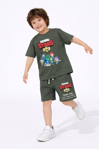 Miniko Kids Erkek Çocuk Brawl Stars Modelli Pamuk Şortlu Takım Yeşil