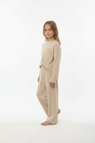 Aden Kids %100 Pamuk Çocuk Oversize Alt Üst Takım - Unisex Rahat Kalıp Bej