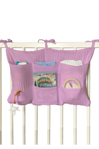 Bebek Beşik Yanı Organizer 6 Cepli Pratik Organizer Gülkurusu Pembe