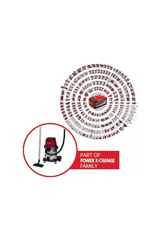 Einhell Akülü Islak/Kuru Süpürge TE-VC 36/25 Li S-Solo 2347170, PXC, 36 V, 25 litre paslanmaz çelik hazne, akü hariç