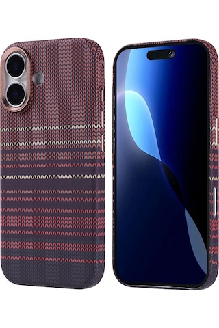Nourthkiingdom Apple Uyumlu iPhone 17 Kılıf M-safe Şarj Özellikli Karbon Fiber Görünümlü Nrtk Nekst Kapak - Kırmızı Kırmızı