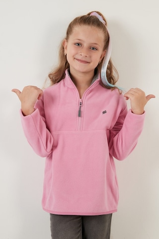 Lela Yumuşak Dokulu Fermuarlı Dik Yaka Şardonlu Kışlık Unisex Çocuk Polar 5905002 Şeker Pembe