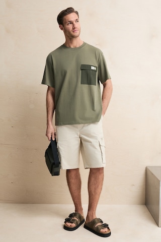 Grimelange Pocket Erkek %100 Organik Pamuklu Dokuma Cepli Etiket Detaylı Haki T-shirt