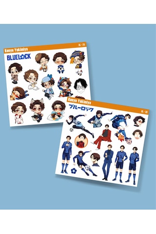 Bluelock- Kenyu Yukimiya -parlak Kağıt -2li Sticker Set-telefon Süsleme Blue Lock -futbol Sticker Turuncu