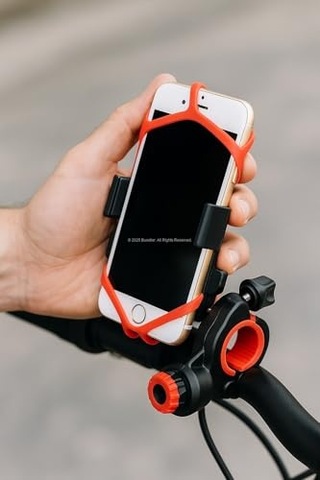 Destekli Standlı Bisiklet Telefon Tutucu 360 Döner Ayarlı Titreşim Engelleyici Silikon Emniyet Kemerli Gidon Üzerin Diğer