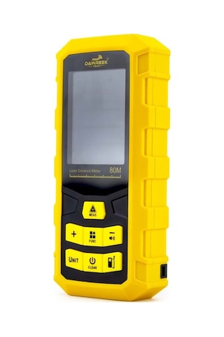 Dawrek H02 Lazer Mesafe Ölçer 80 Metre Dijital Hassas Ölçüm Cihazı Çok Fonksiyonlu Sarı