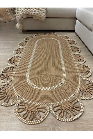 Matrix Jüt Kilim, Paspas, Mutfak Halısı, Banyo Paspası, Kilim, Halı, Oturma Odası Halısı Krem - Bej