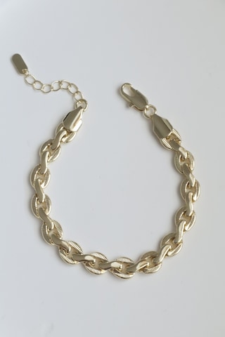 Demokan Kararmaz 14k Altın Renk Vip Seri İthal Basit Hallow Bileklik Altın