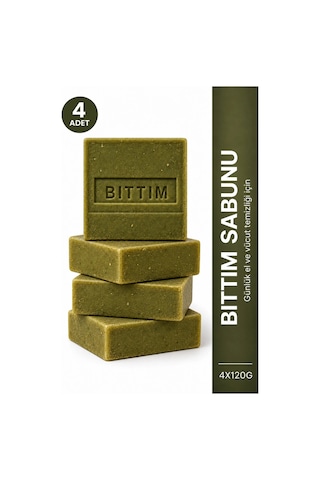 Bıttım Sabunu 4'lü Paket 4 x 120 g Menengiç Yağlı Zeytinyağlı Saç ve Cilt Bakım Sabunu