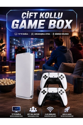 3d Çift Oyun Kollu 4k Hd Ekran Nostaljik 20.000 Oyunlu Beyaz Game Box Diğer