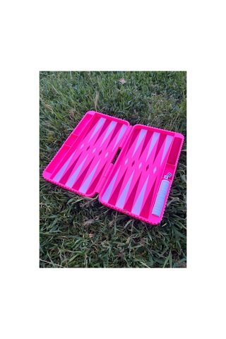 Taşınabilir Mini Tavla Seti Katlanabilir Seyahat Tavlası Piknik, Kamp Ve Yol Pembe